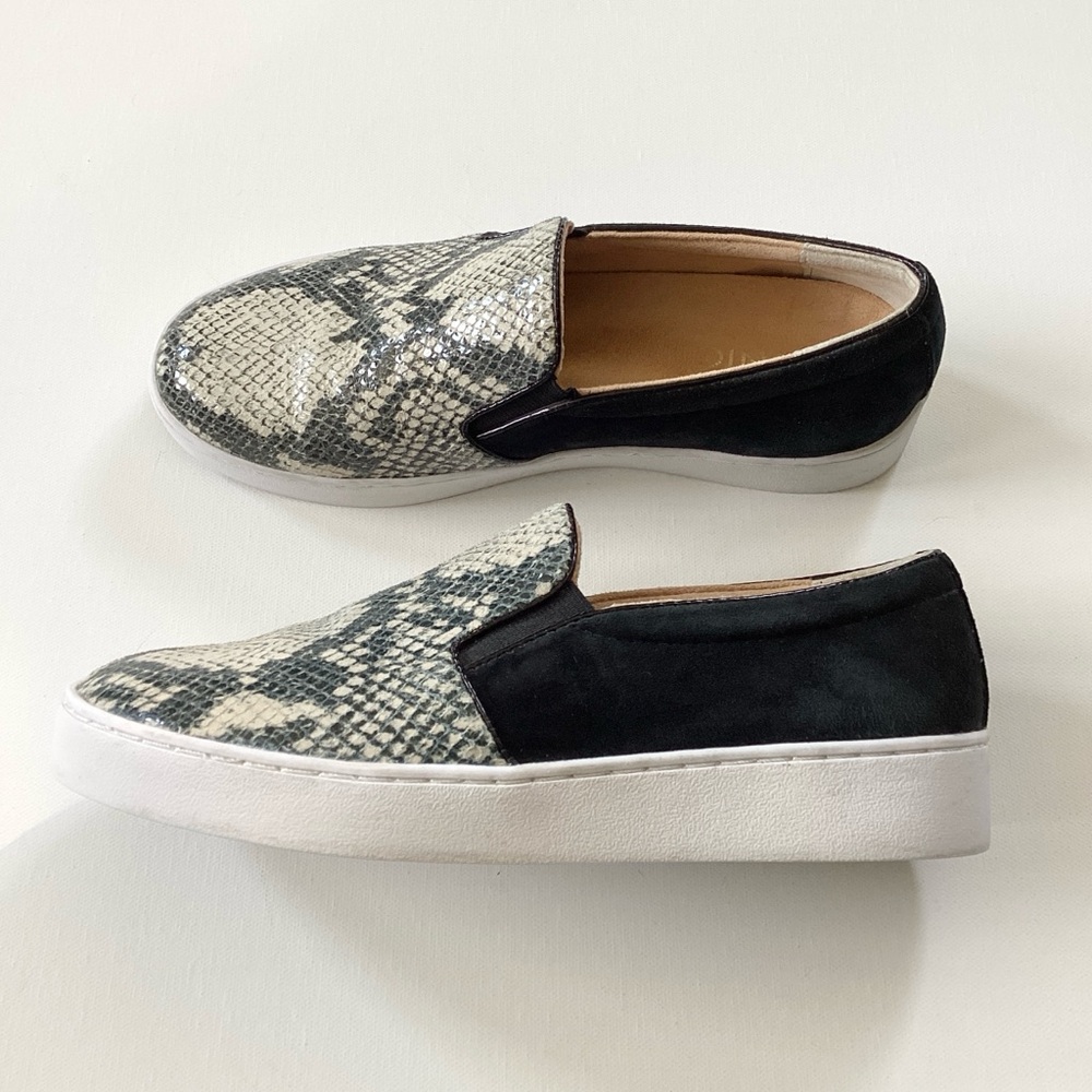 Vionic Black and Snakeskin Slip-On Shoes